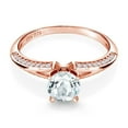 thumbnail image 2 of Gem Stone King 1.33 Ct Round Sky Blue Aquamarine 18K Rose Gold Plated Silver Ring (Size 8), 2 of 4
