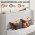 thumbnail image 5 of Amolife King Size Platform Bed Frame with Velvet Upholstered Wingback Headboard, Off-White, 5 of 11