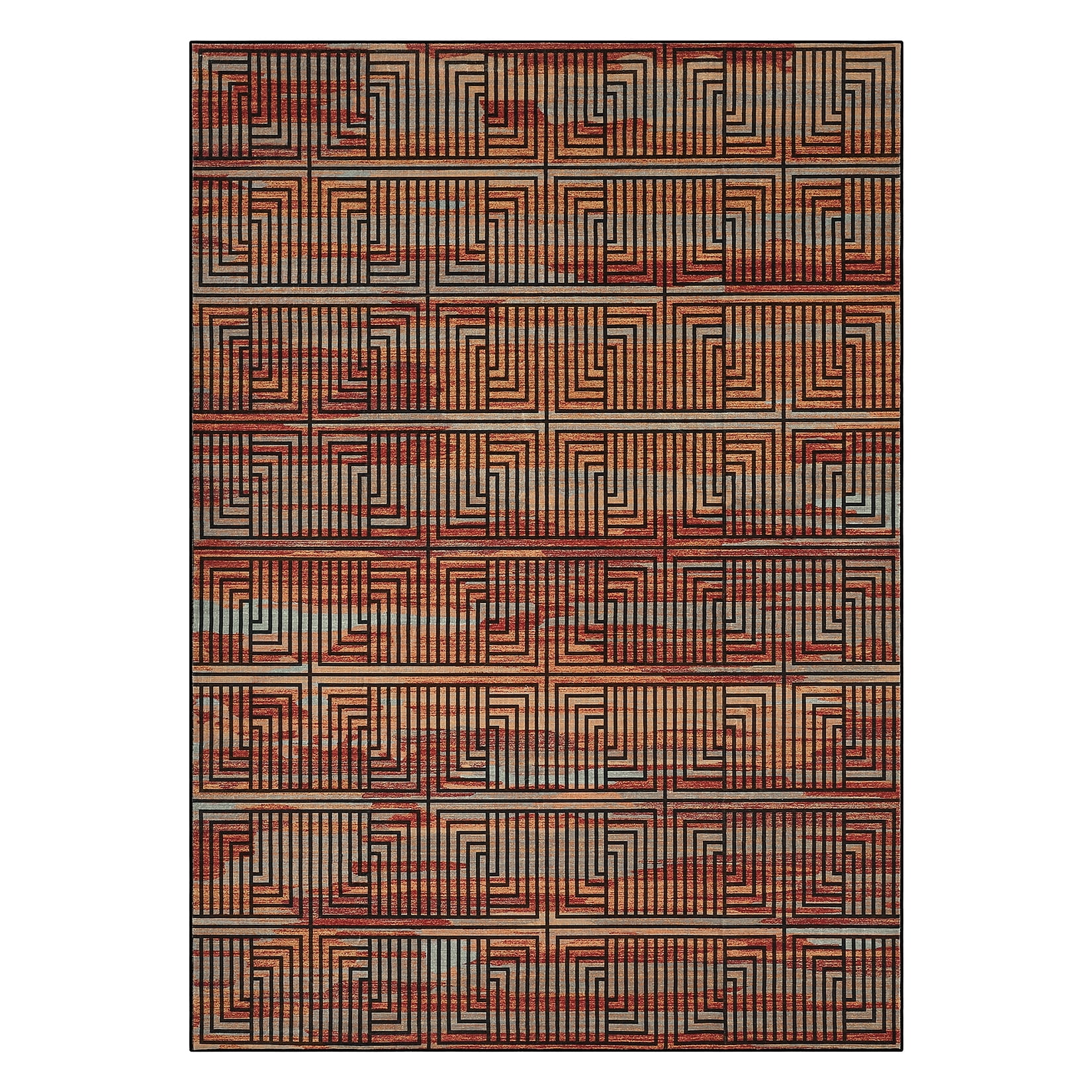 Outdoor Rug, 10x13ft Bordered Modern Area Rugs for Indoor and Outdoor Patios, Porches Waterproof Washable Porch Deck Outside Carpet