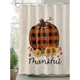 thumbnail image 2 of Fsddascl Orange Pumpkins Fall Shower Curtain Set - Long 72" x 84" Washable Bathtub Curtain with 12 Hooks, Thanksgiving Sunflowers Vintage Plaid Waterproof Fabric Stall Shower Curtains for Bathroom, 2 of 6