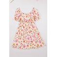 thumbnail image 3 of ABPHQTO Vestido De Mujer Floral De Manga Corta Con Escote Cuadrado Beige, 3 of 5
