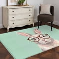 thumbnail image 3 of Area Rug for Living Room, Green Cute Bunny Non-Slip Indoor Large Carpet for Bedroom/Dining Room, Funny Rabbits Modern Art Washable Low-Profile Rectangle Floor Mat Runner Rugs - 3 x 5 Ft, 3 of 8