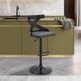 thumbnail image 4 of Home Square Adjustable Metal Barstool in Black with Gray Faux Leather - Set of 3, 4 of 9