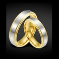 thumbnail image 3 of Entre el anillo de pareja de acero de titanio de dos colores dorado Europa y el anillo liso de acero inoxidable de nicho de Estados Unidos, 3 of 5