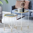 thumbnail image 4 of Hassch Modern 2-Piece Nesting Tables, White&Gold Metal Frame with Mirror Top, Contemporary Round Side Tables for Living Room, Bedroom, or Office, 4 of 7