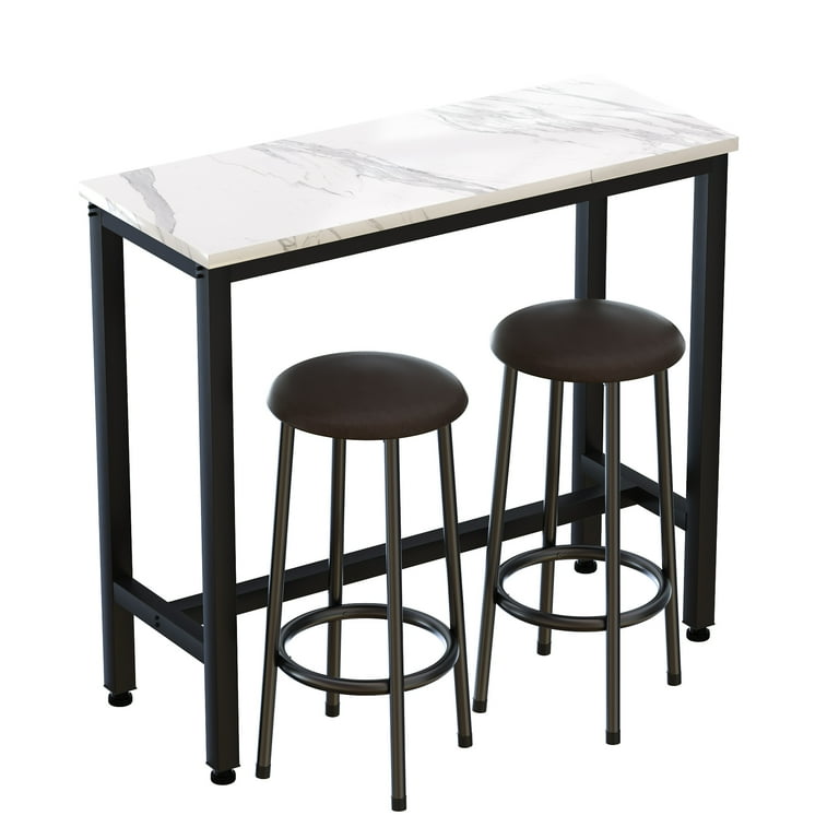 Modern Bar Table and Stools Set 3 PCS Counter Dining Pub Set with