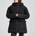 thumbnail image 6 of Women's Hooded Winter Jacket Long Sleeve Mid Length Outrwear Coat Thicken Quilted Puffer Jacket Black L, 6 of 9