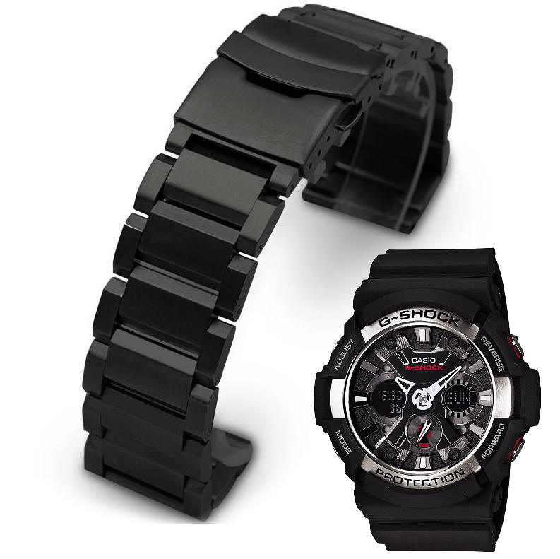 Black Metal Steel Replacement Band Fits Casio G-Shock Watch GA200 GA-201  #5002