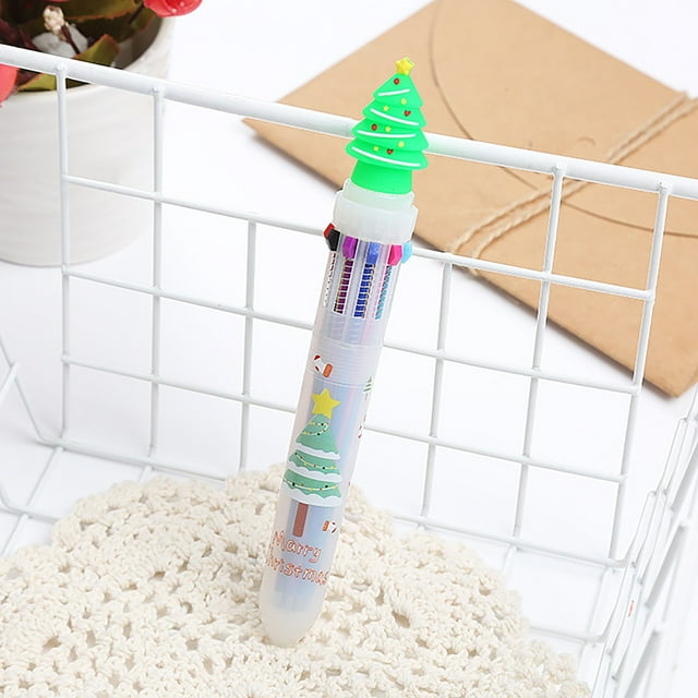 Christmas DecorationsNotebookChristmas Ten Color Ball Pen Student Color Pen Hand Account Pen Multi Color Ball Pen 1mlnotebook for recording
