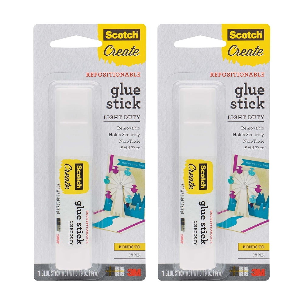 Scotch Restickable Glue Stick 0.49 oz, 2 Pack