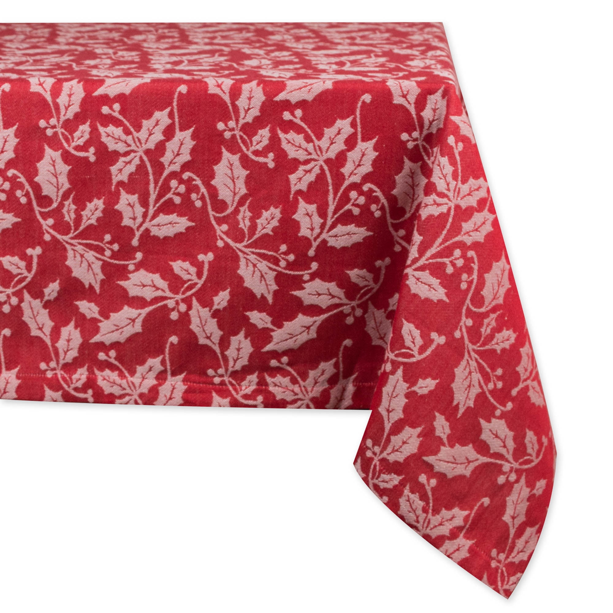 DII Holly Flourish Jacquard Tablecloth, 52"x52", 100 Cotton