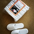 thumbnail image 7 of Chochili 5 Pairs Fabric Packed Terry Cotton Disposable Hotel Slippers for Airbnb Spa Wedding Care Guests Adult Men Women Size 10-11, White, 7 of 7