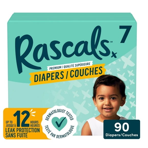 Couches Rascals Premium, Taille 7, 90 unités