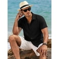 thumbnail image 4 of RICHCOIN Men's Linen Shirts Short Sleeve Casual Shirts Button Down Shirt for Men Summer Beach Shirt, 4 of 7