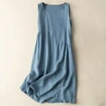 thumbnail image 3 of Efsteb Women's Summer Dresses Cotton Linen Dress Round Neck Sleeveless Tank Dress Casual Sundresses Beach Vacation Dresses （Blue，L）, 3 of 3