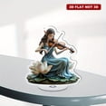 thumbnail image 6 of Rotating acrylic ornament featuring a beautiful elf violinist on a lotus in a blue dress with long hair in bohemian style, 6 of 8