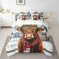 thumbnail image 2 of Manfei Highland Cow Twin Bedding Sets 7-Piece for Kid, Rustic Christmas Animal Bedding Comforter Set, Farmhouse Cabin Reversible Sheet Sets, Microfiber Bedroom Decor, 2 of 7