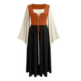thumbnail image 3 of Womens Renaissance Costume Dress Medieval Pirate Peasant Corset Dresses Bell Sleeve A-Line Maxi Dresses, 3 of 3