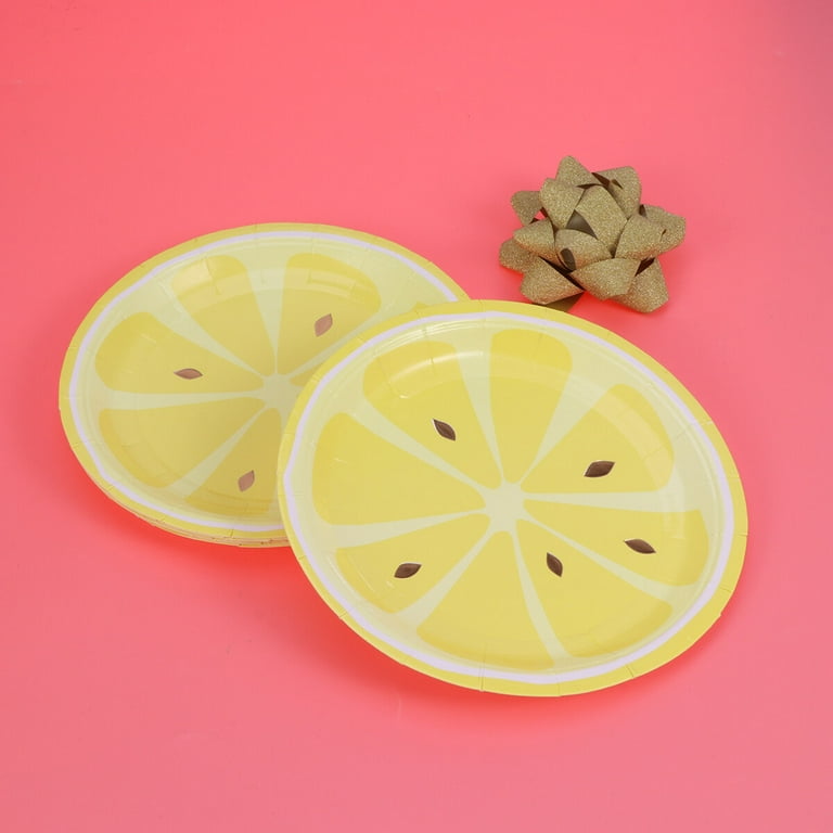 80-Pack Disposable Lemon Paper Plates for Birthday Party Decorations, Bridal and Baby Showers (9 in)