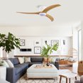 thumbnail image 2 of 52-Inch Ceiling Fan with Light and Remote Control, Noiseless Reversible Motor, 6 Speeds, 3 Color Temperatures, Indoor/Outdoor Use for Bedroom, Living Room, Patio, Office (Matte White), 2 of 11