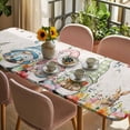 thumbnail image 3 of Gnomes Easter Table Cloths for 8 Foot Rectangle Tables, Eucalyptus Spring Floral Eggs Leaves Rustic Patio Waterproof Elastic Fitted Tablecloths, Washable Rectangular Table Cover for Camping, 3 of 8