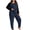 Navy, variant on POROPL Pajamas for Women Plus Size,Long Sleeve Sleepwear Top with Jogger Pants Sizes XL-5X