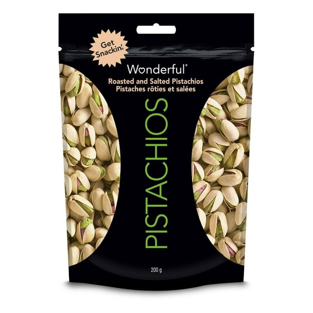Wonderful Pistachios In-Shell Roasted & Salted Nuts, 200g Resealable Bag