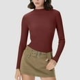thumbnail image 2 of Women's Ribbed Long Sleeve Shirts, Crew Neck Slim Fit Tops Stretch Knit Casual Base Layer Basic Tee Shirts, 2 of 7