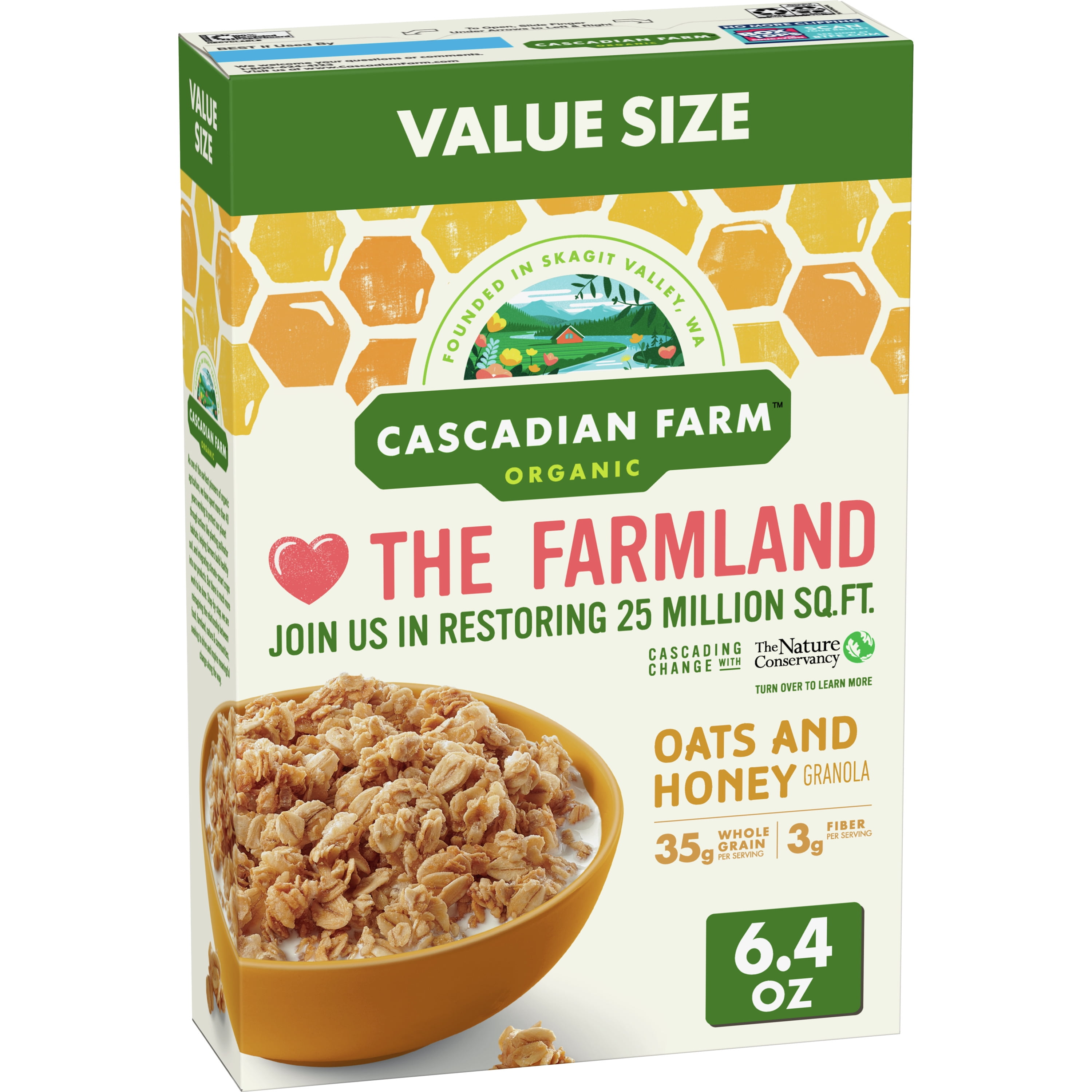 Cascadian Farm Organic Oats and Honey Granola Cereal, 22.4 oz