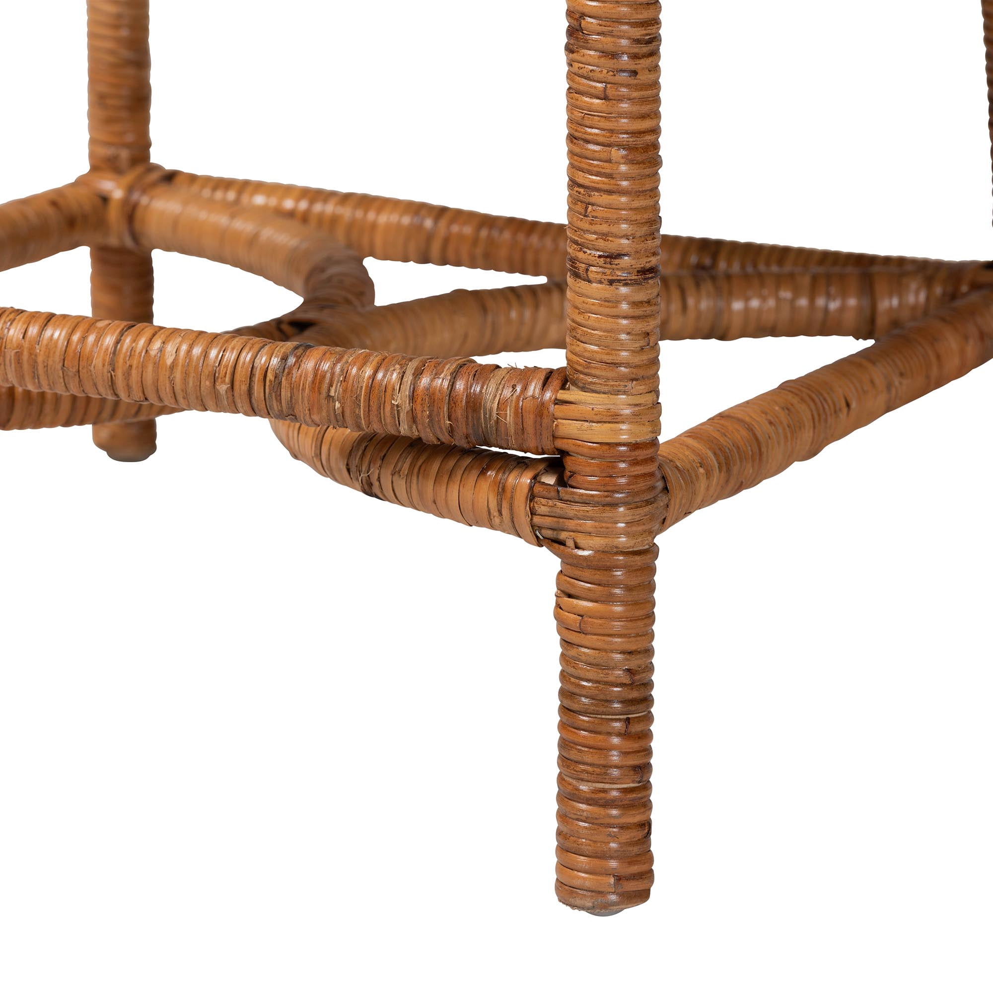 bali & pari Alondra Boho Counter Stool, Counter Height 22", Light Honey