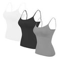 thumbnail image 2 of Otntypg 3 Packs Womens Camisole with Shelf Bra Soft Cotton Athletic Tank Top Adjustable Spaghetti Straps Basic Workout Cami Tops Multicolor#18 L, 2 of 3