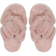 thumbnail image 4 of Women's Open Toe Slippers Fuzzy  House Slippers for Women Cozy Criss Cross Furry Slides Slippers, 4 of 7