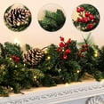 thumbnail image 4 of 71in Christmas Garland, Pre-lit Artificial Garland Decorations Greenery with Flowers, Berries Cones Balls Ornament, Warm White LED Lights, Indoor/Outdoor, Flocked, 4 of 6