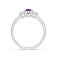 thumbnail image 2 of ANGARA Natural Solitaire Oval Amethyst Ring with Trio Diamond Accents in 14K White Gold for Women (Size-7x5mm) | February Birthstone, Anniversary, Jewelry Gift for Women | Natural Amethyst Ring, 2 of 9