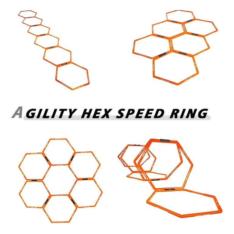 60cm Hexagon Agility Rings Training Ladder Speed Hurdles Exercise Soccer Trainer Home Gym for Basketball Adult Kids Footwork Indoor Outdoor