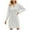 White, variant on Women's Fall Winter Fashion Mid-Length Loose Fit V-Neck Long Sleeve Solid Color Knit Sweater Dress, Casual and Chic Dress for Everyday Comfort,Army Green,L
