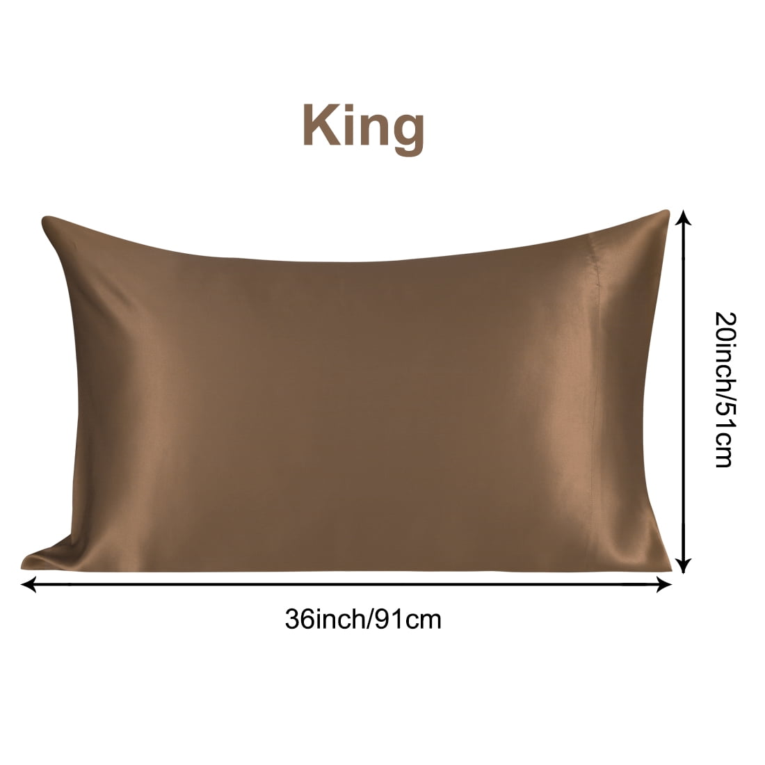 Unique Bargains 2-Pack 19 Momme 100% Silk Pillowcases Coffee Color King