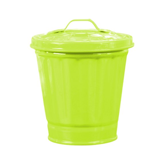 Large Capacity Desktop Trash Can with Lid - Bucket Shape, Stainless, Leakproof Garbage Storage, Coated, Large Opening, Waste Bin, Household Supplies