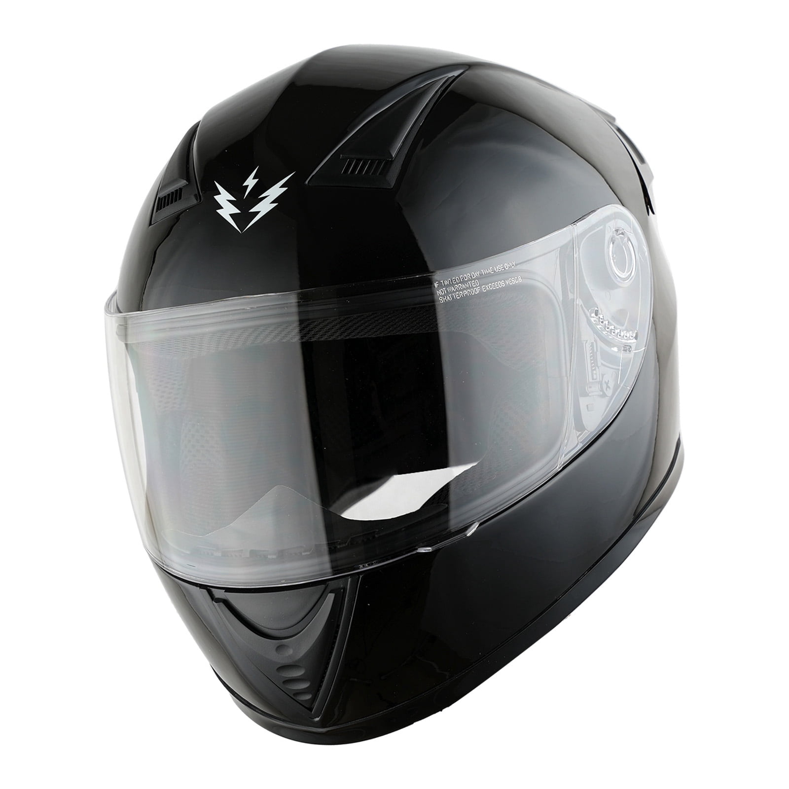 1Storm Motorcycle Youth Kids Street Dirt Bike ATV BMX MX Go Cart Karting Full Face Helmet with LED Tail Light: LED-B15 Glossy Black