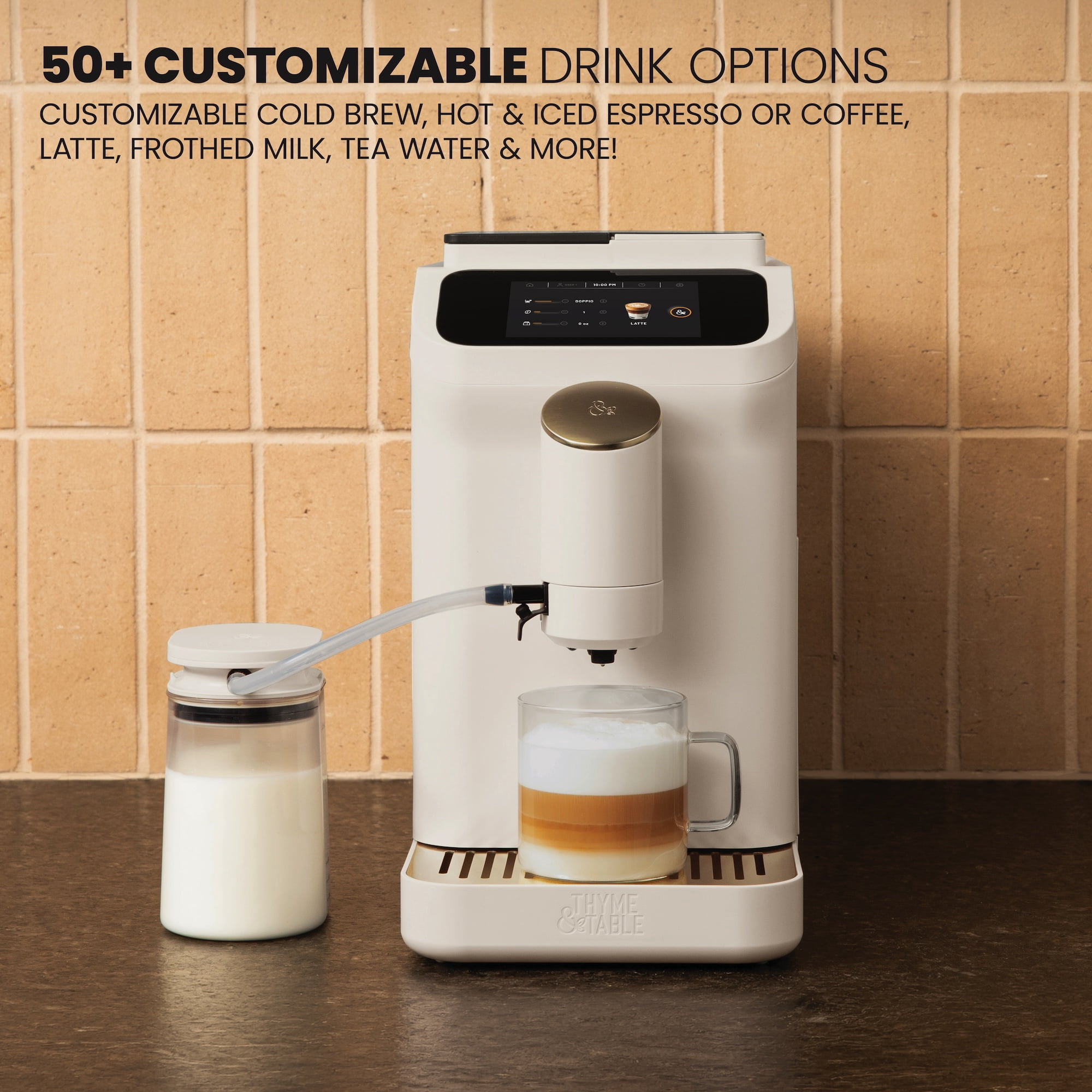 Thyme & Table Fully Automatic Espresso Machine, Sand White