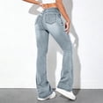 thumbnail image 4 of Women's Y2K High Waist Flare Jeans Stretchy Straight Leg Loose Fit Denim Pants Full Length Casual Long Jeans with Side Pockets Fall Trendy Street Clothes, 4 of 7