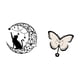 thumbnail image 5 of Escultura De Pared De Gato Negro Místico Con Luna Y Detalles De Mariposa. Decoración única De Metal Y Acrílico Para Amantes De Los Gatos Y Espacios De Granja Modernos., 5 of 8