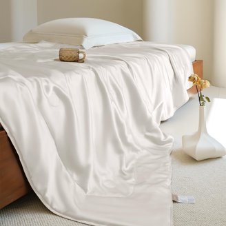 THXSILK 100% Mulberry Silk Comforter - Twin Size, Cotton Shell, Lightweight & Temperature Regulating