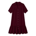 thumbnail image 6 of Women's Solid Color V-Neck Short Sleeve Casual Summer Dress, 6 of 6