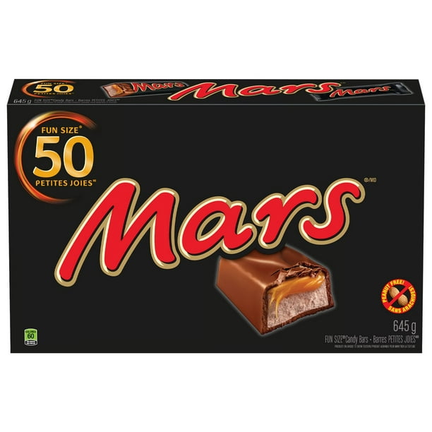 Mars Bar, barres chocolatées fourrées au caramel, taille amusante, sans arachides, Halloween, 50 unités