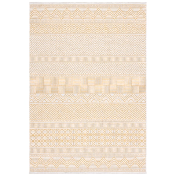 SAFAVIEH Courtyard Altan Geometric Indoor/Outdoor Area Rug, Beige/Gold, 5'3" x 7'7"