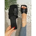thumbnail image 2 of Women Black Snakeskin Embossed Slide Sandals  Elegant Open Toe Sandals, 2 of 7