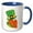 Blue/White, variant on 3drose, Red Bearded Irish Gnome in a Green Top Hat Illustration, 11oz Mug