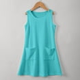 thumbnail image 3 of Kiijoy Toddler Girls Sundress Sleeveless Eyelet Tank Dress Solid Pocket Casual A-Line Dress, 3 of 5