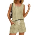 thumbnail image 4 of Sewkxo Two Piece Sets for Women Summer Lounge Short Sets Tank Square Neck Sleeveless Sweat Suit With Pockets,Multicolor M, 4 of 8